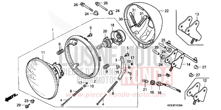 HEADLIGHT for CA125 REBEL VORTEX PURPLE METALLIC (RP140) from 1995